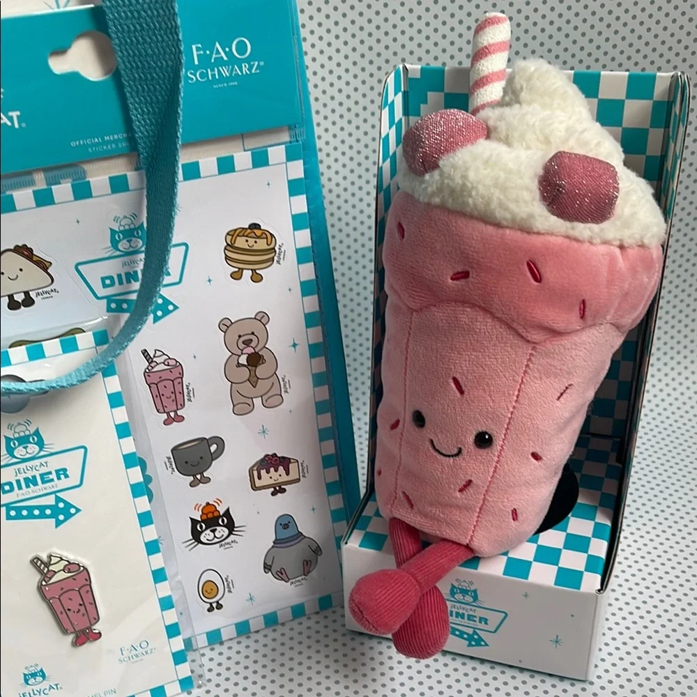 NWT EXCLUSIVE JELLYCAT FAO SCHWARTZ NYC DINER AMUSEABLES BUBBECA MILKSHAKE